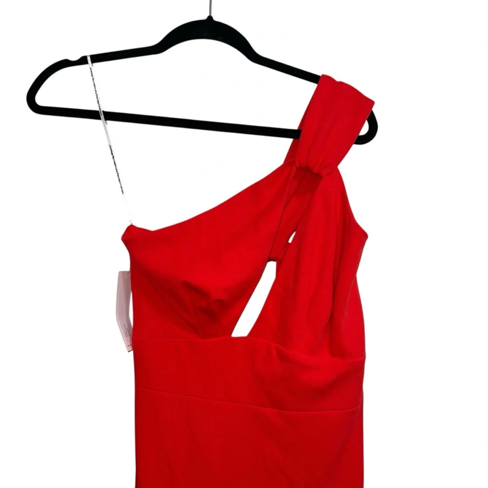 NEW NWT Katie May X REVOLVE Edgy One Shoulder Maxi Gown In Cherry Red